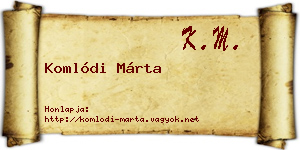 Komlódi Márta névjegykártya